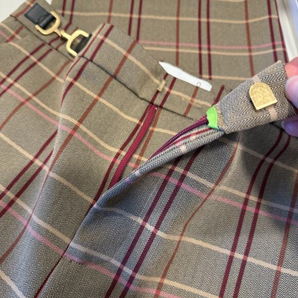 Sam Edelman Wild Aster plaid wide leg slacks pants buckle size 8 womens - Picture 9 of 9